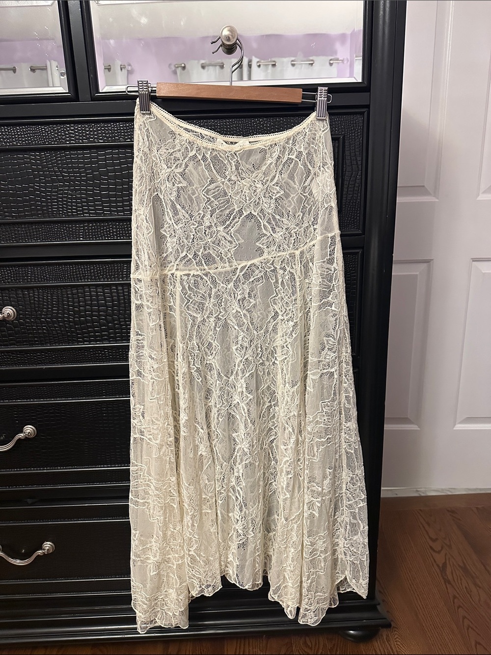 Cream Lace Circle Skirt - Women's Lace Maxi Skirt